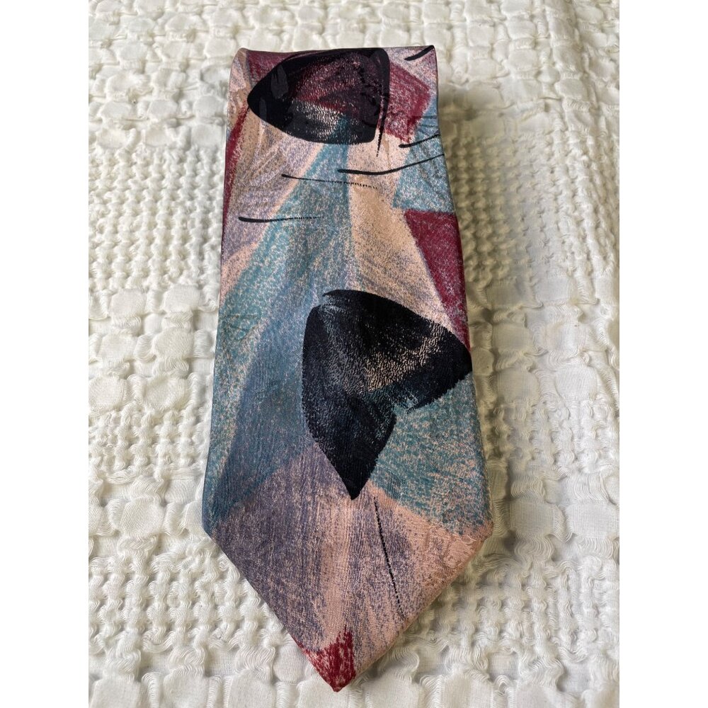 Cross Men's Color Splash Silk Tie Pink/Blue Hues Italy 60' x 4" SKU 2614